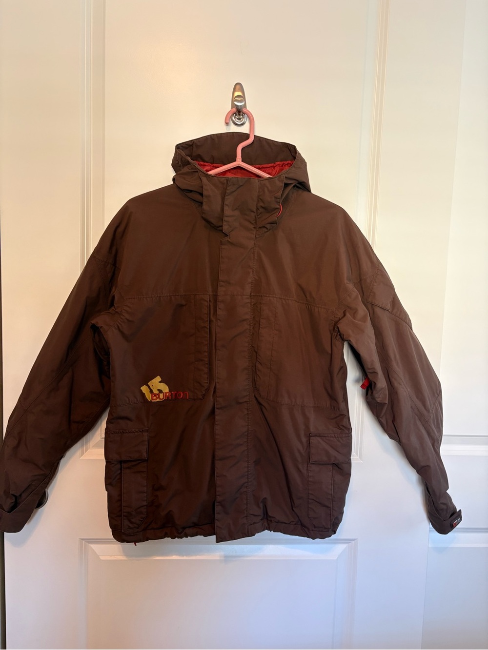 Burton Men’s Small Brown Snowboard Ski Jacket Hooded Y2K Vintage Style Oversized